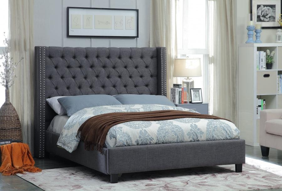 Ashton Linen Queen Bed In Grey - ATL FURNITURE