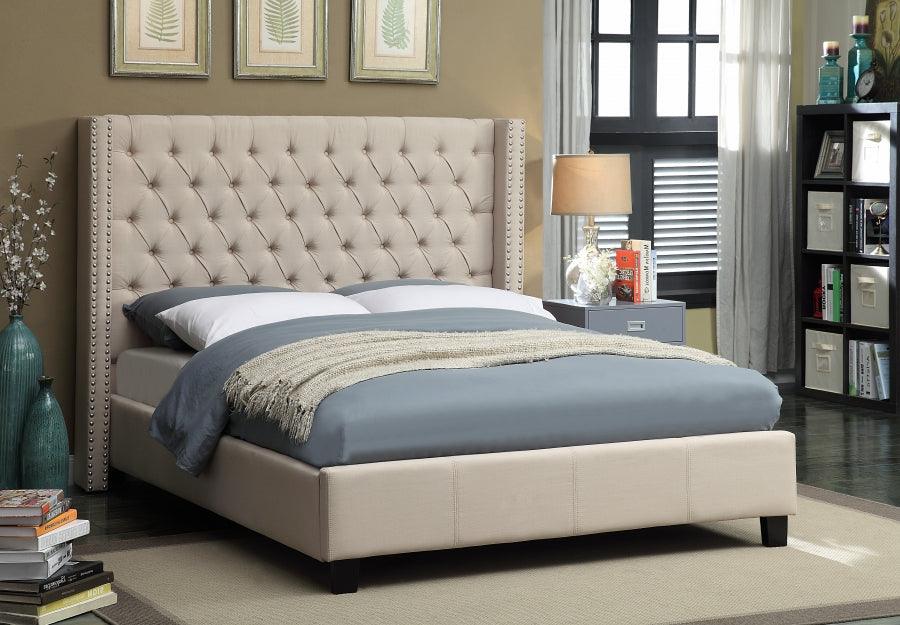 Ashton Linen Queen Bed In Beige - ATL FURNITURE