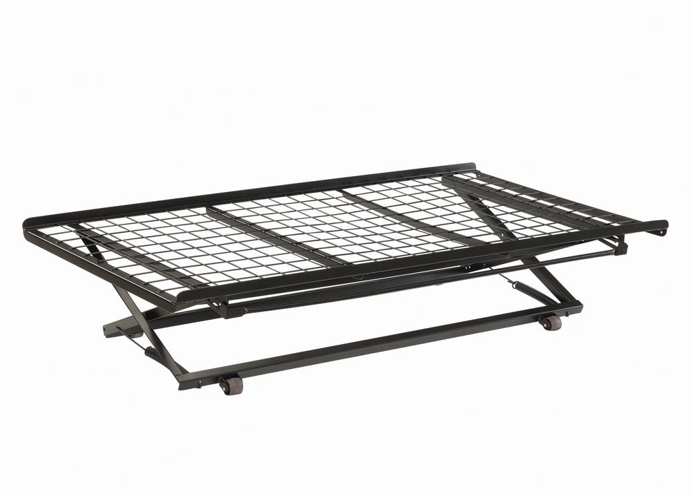 Eden Metal Twin Pop Up Trundle Bed Black