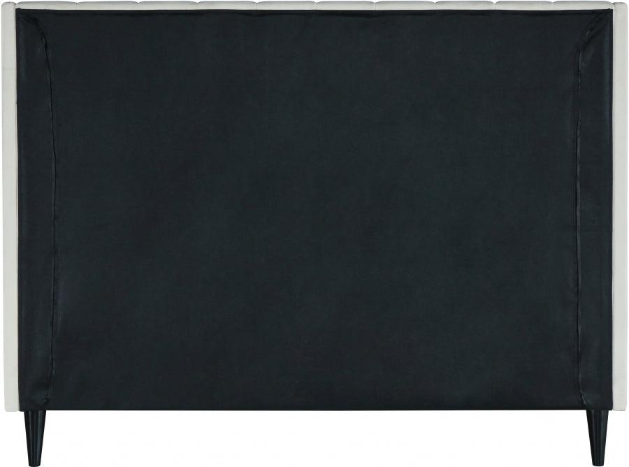 Meridian Furniture - Eva Velvet Queen Bed In Cream - Evacream-Q - ATL FURNITURE