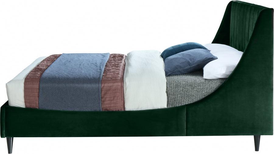 Eva Velvet Queen Bed In Green - Evagreen-Q - ATL FURNITURE