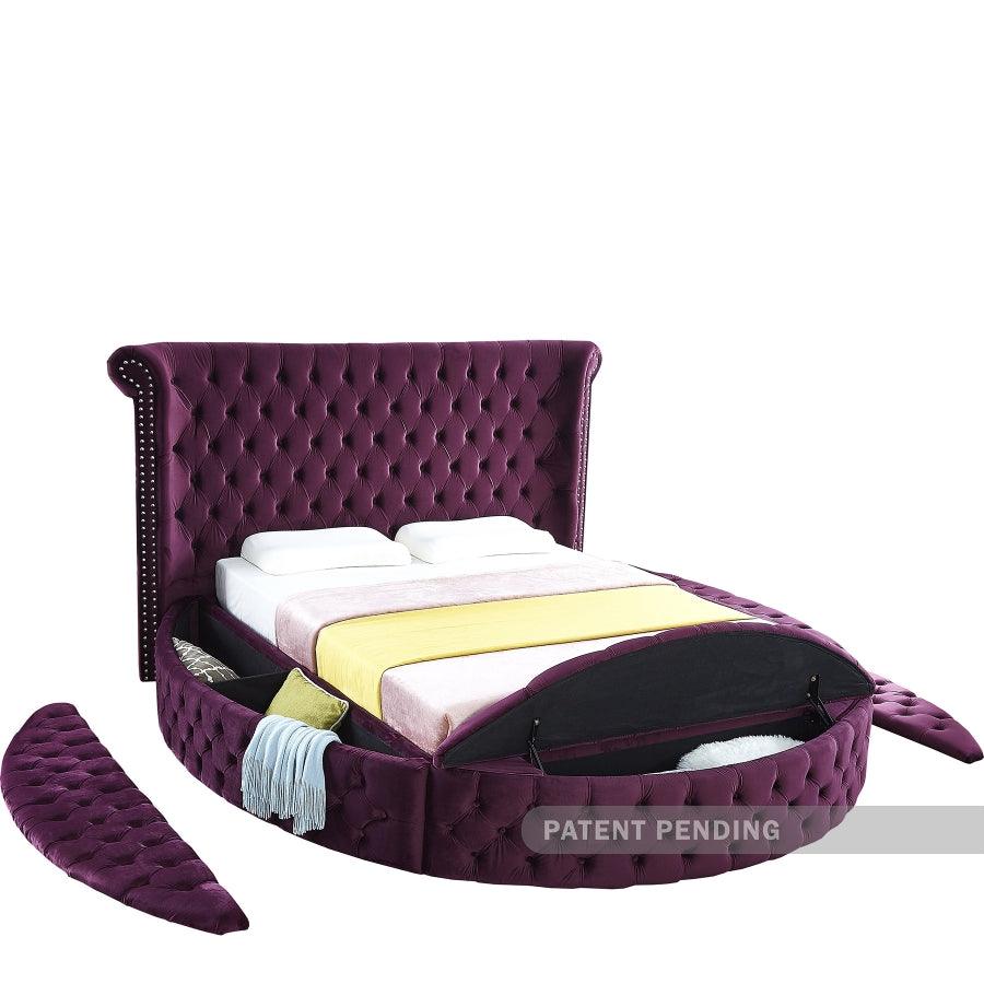 Luxus Velvet Queen Bed In Purple - ATL FURNITURE