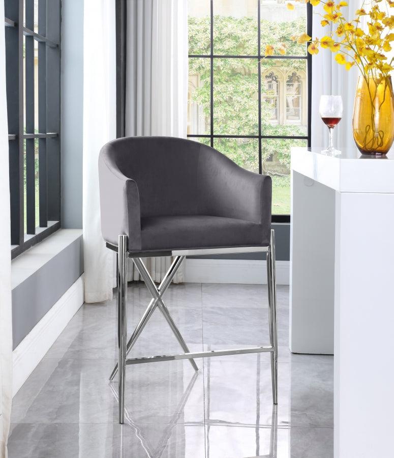 Meridian Furniture - Xavier Counter Stool Set Of 2 In Grey - 866Grey-C - ATL FURNITURE