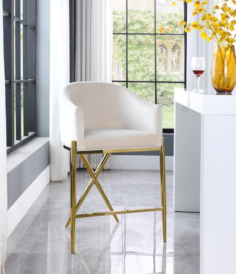 Meridian Furniture - Xavier Counter Stool Set Of 2 In Cream - 867Cream-C - ATL FURNITURE