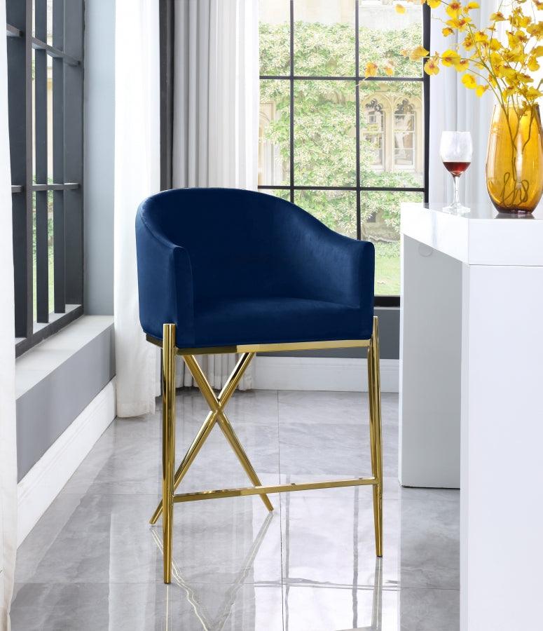 Meridian Furniture - Xavier Counter Stool Set Of 2 In Navy - 867Navy-C - ATL FURNITURE