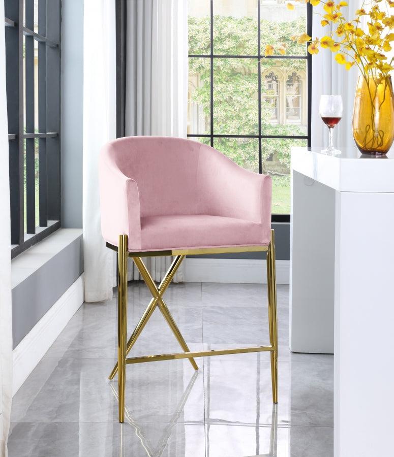 Meridian Furniture - Xavier Counter Stool Set Of 2 In Pink - 867Pink-C - ATL FURNITURE