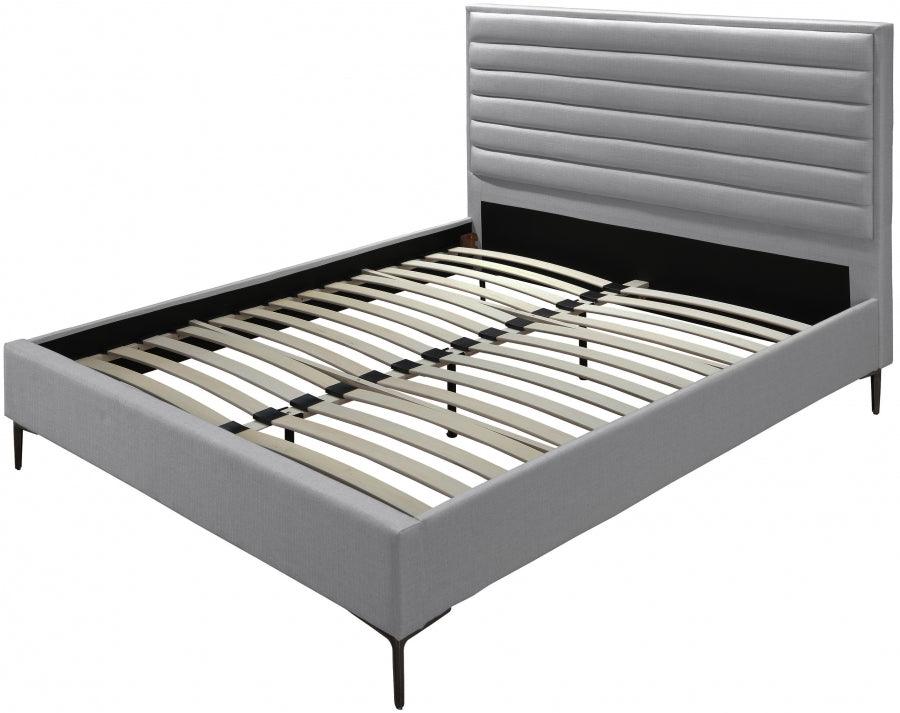 Meridian Furniture - Hunter Queen Linen Bed In Grey - Huntergrey-Q - ATL FURNITURE