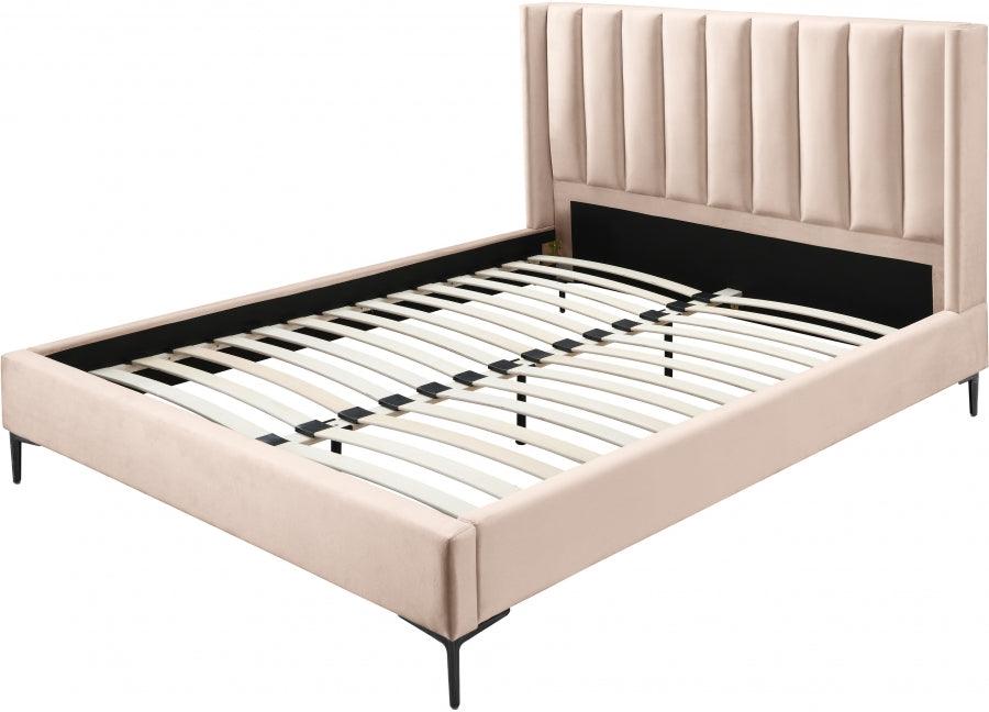 Meridian Furniture - Nadia Velvet Queen Bed In Pink - Nadiapink-Q - ATL FURNITURE