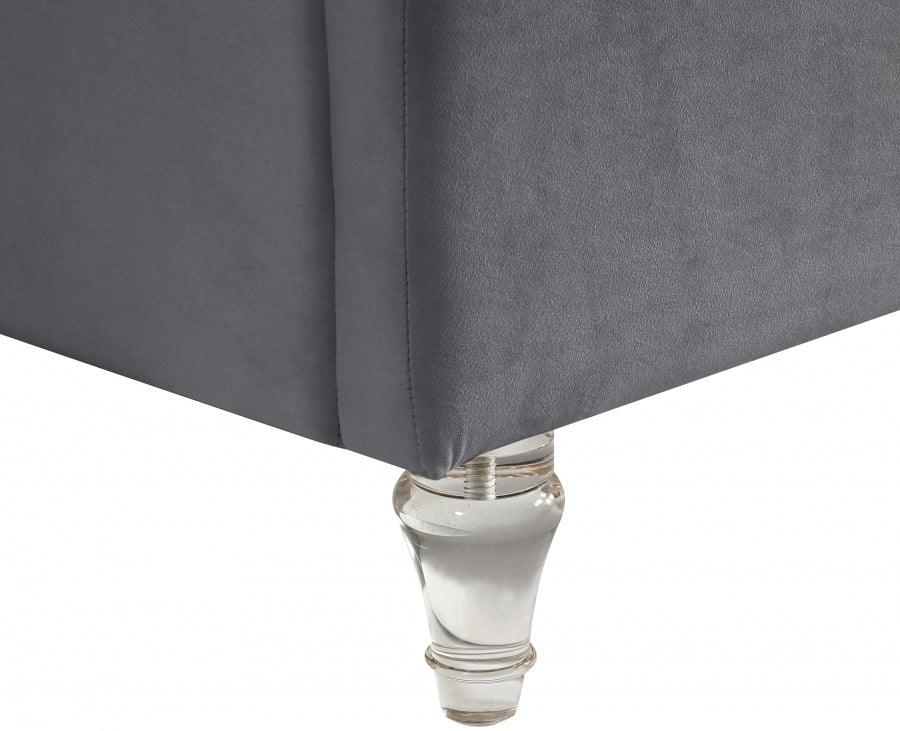 Kira Velvet Queen Bed In Grey - Kiragrey-Q - ATL FURNITURE