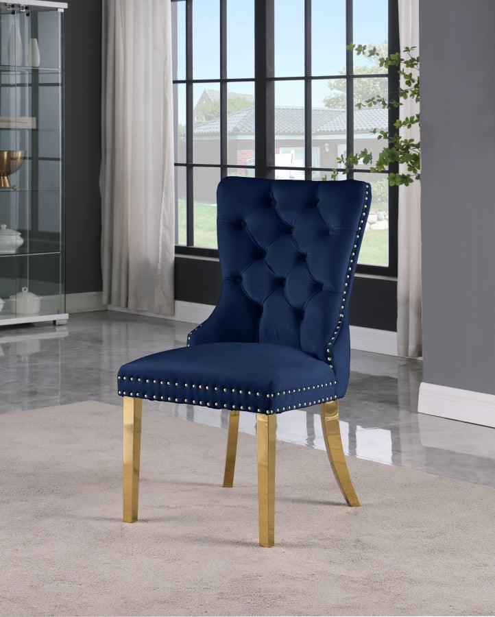 Carmen Velvet Dining Chair Set Of 2 In Navy - 812Navy-C - ATL FURNITURE