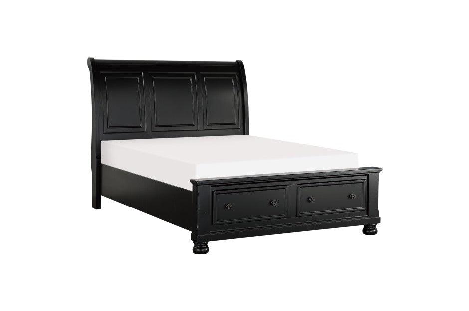 Homelegance - Laurelin Eastern King Sleigh Platform Bed With Footboard Storage In Black - 1714Kbk-1Ek* - ATL FURNITURE