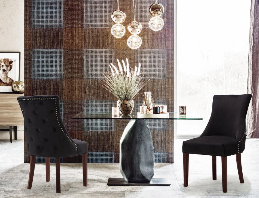 Meridian Furniture - Hannah Velvet Dining Chair Set Of 2 In Black - 774Black-C - ATL FURNITURE