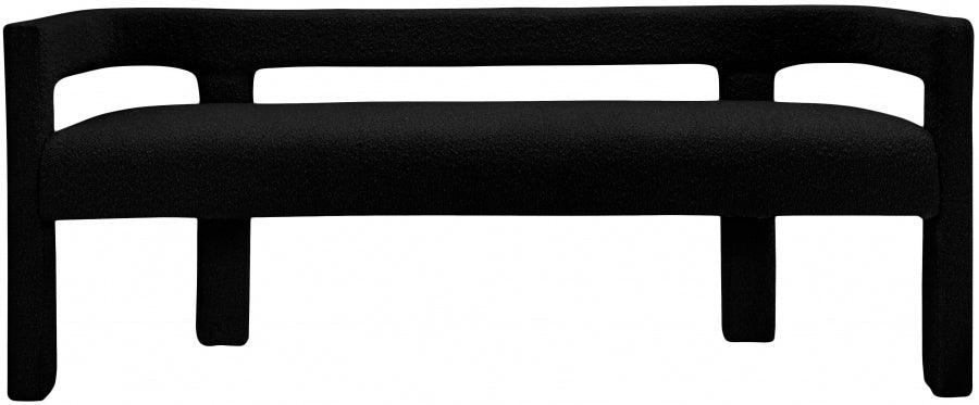 Meridian Furniture - Athena Boucle Fabric Bench In Black - 865Black - ATL FURNITURE