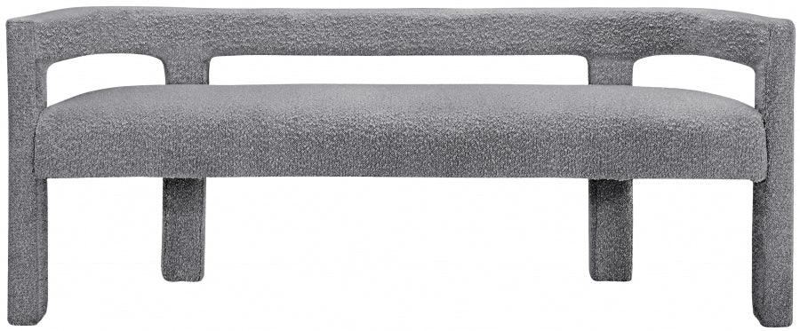 Meridian Furniture - Athena Boucle Fabric Bench In Grey - 865Grey - ATL FURNITURE