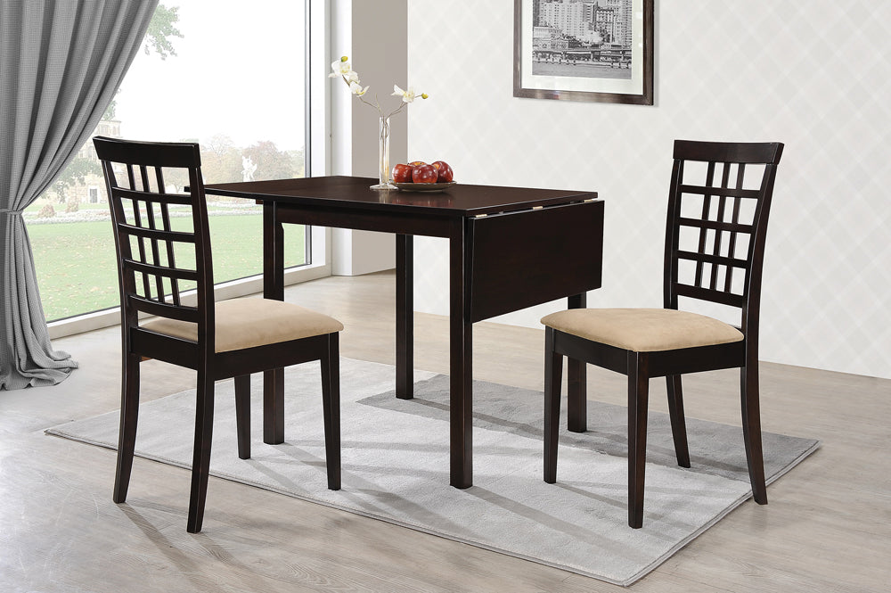 Kelso 3-piece Drop Leaf Dining Table Set Cappuccino and Tan