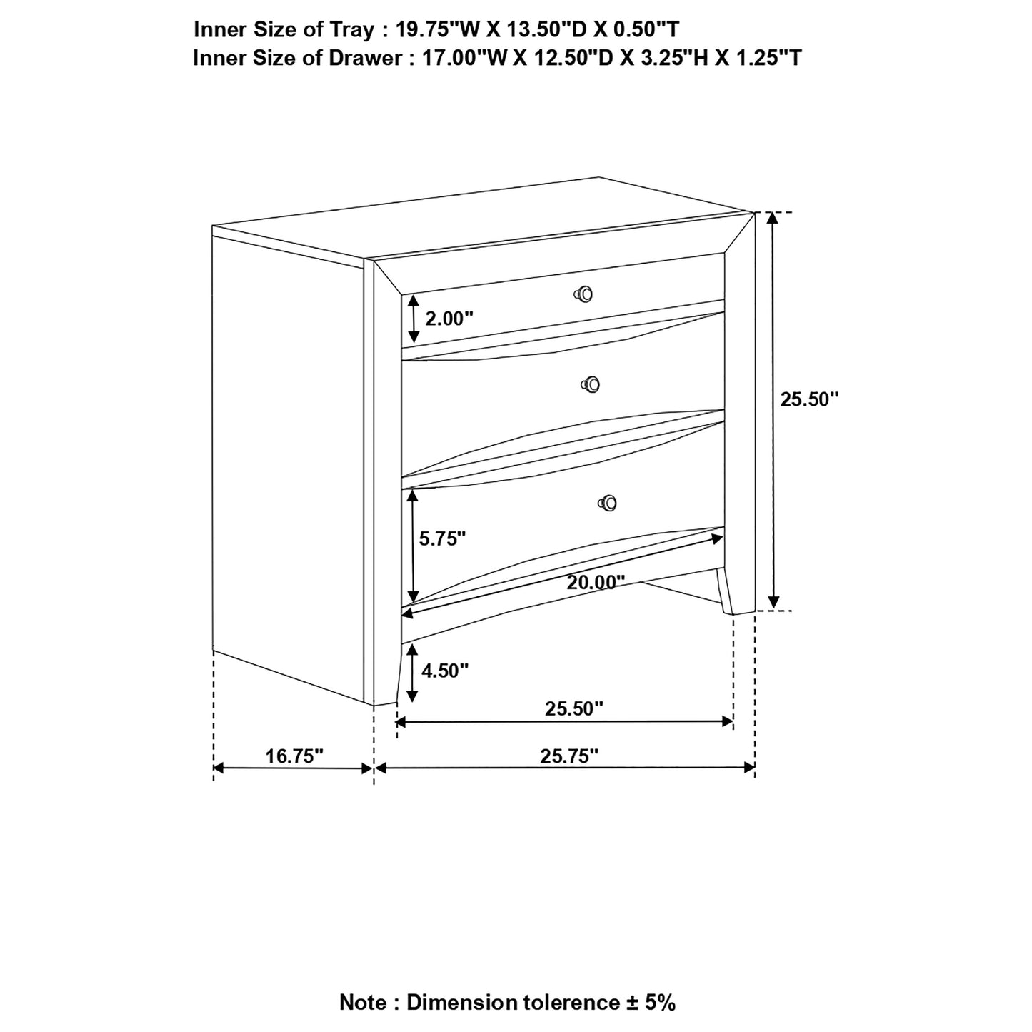 Briana 2-drawer Nightstand Black