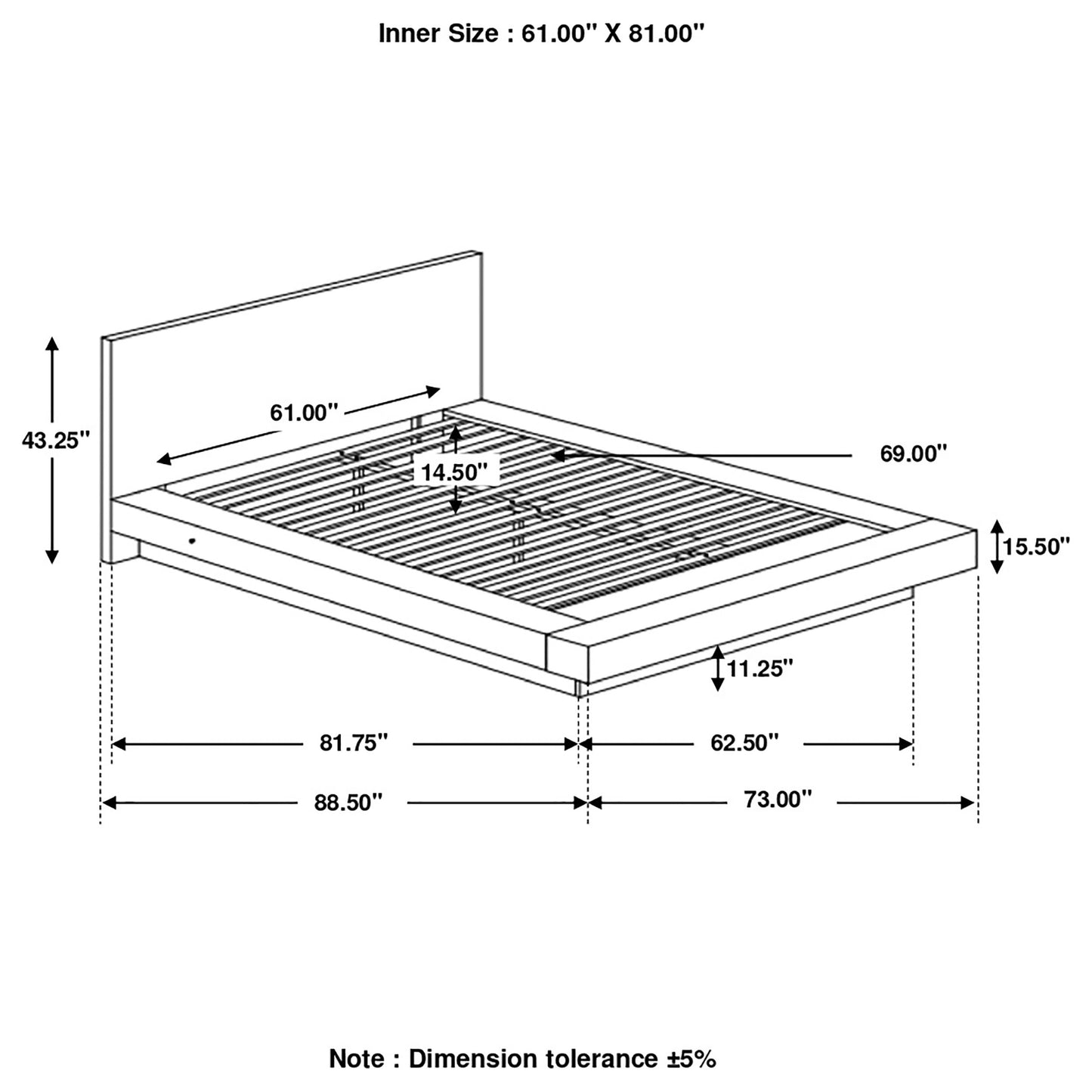 Jessica Wood Queen LED Panel Bed Cappuccino