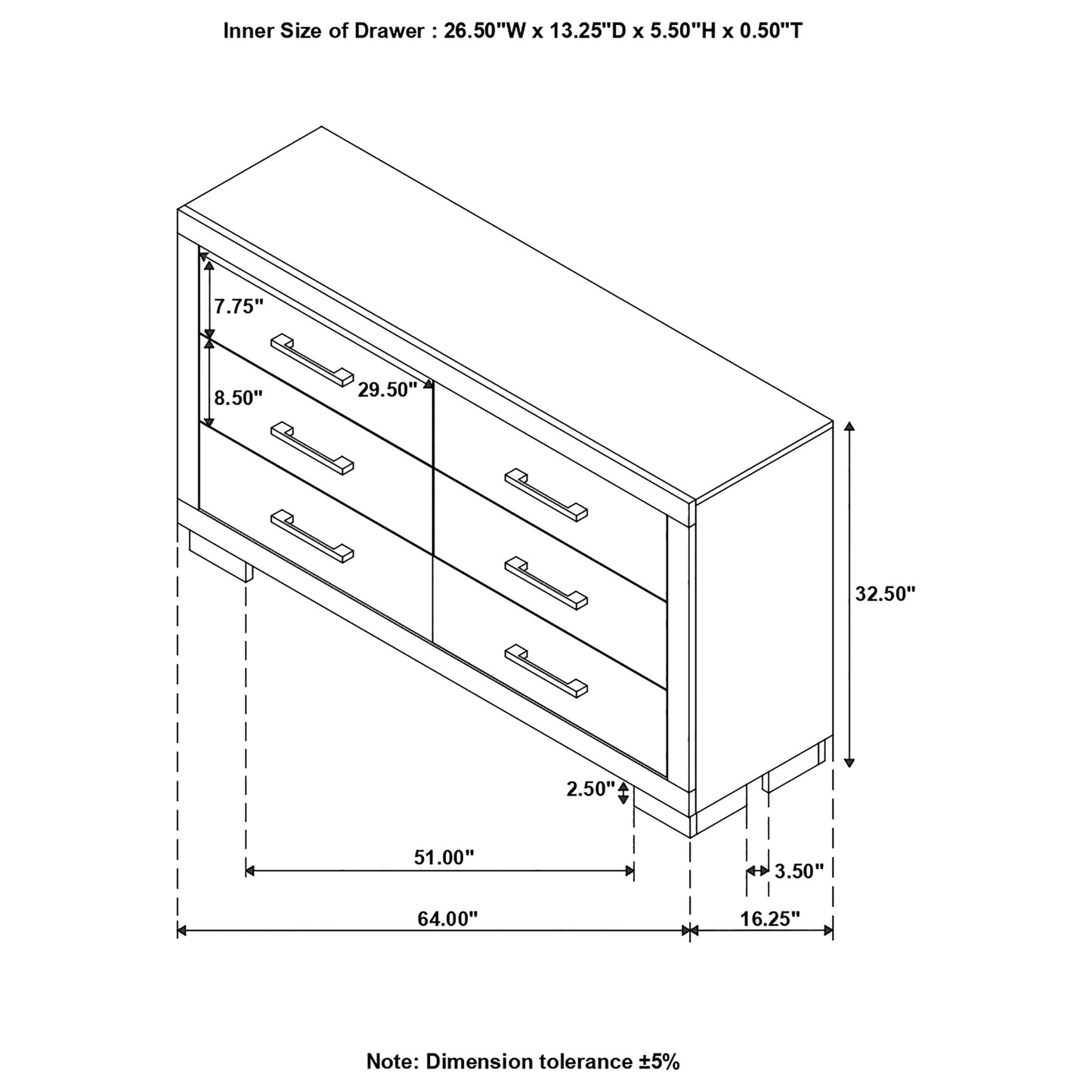 Jessica 6-drawer Dresser Cream White