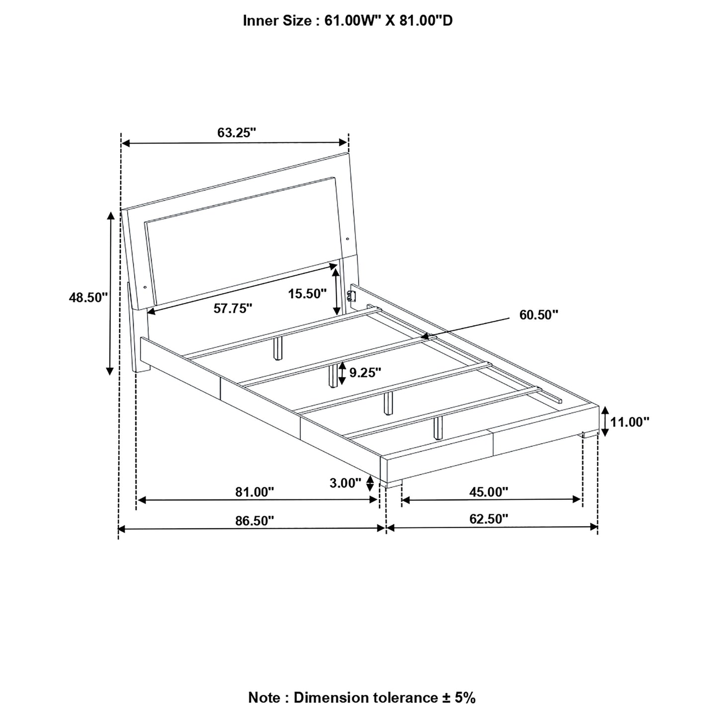 Felicity Wood Queen LED Panel Bed White High Gloss