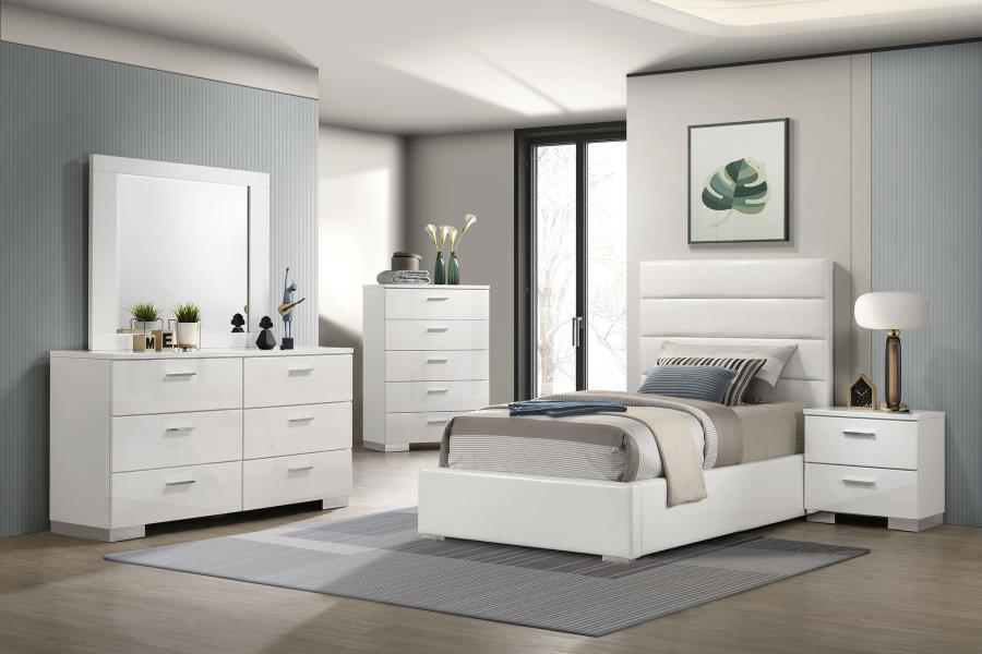 Felicity 53-Inch Upholstered Twin Platform Bed White