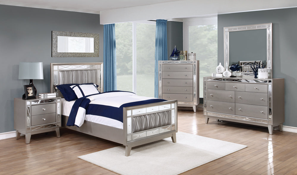 Leighton Wood Twin Panel Bed Metallic Mercury
