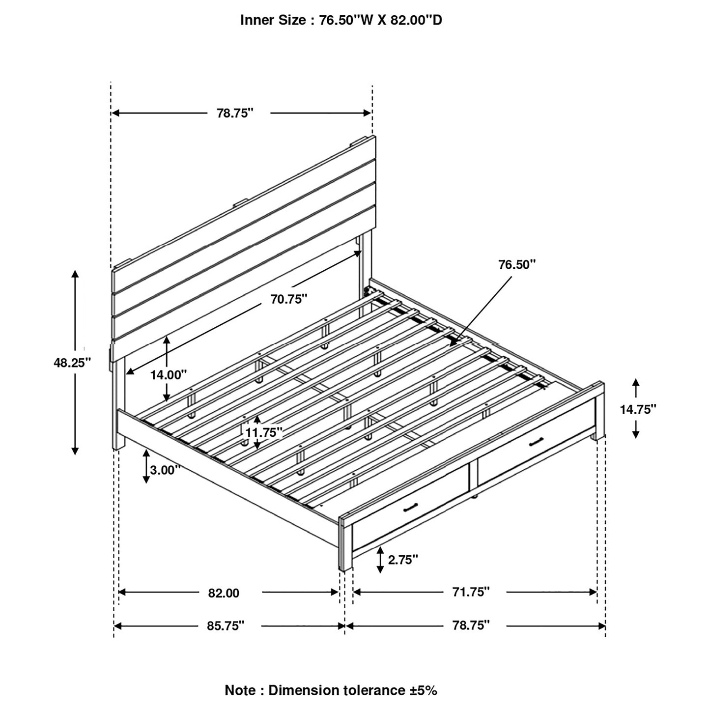 Brantford Eastern King Storage Bed Barrel Oak