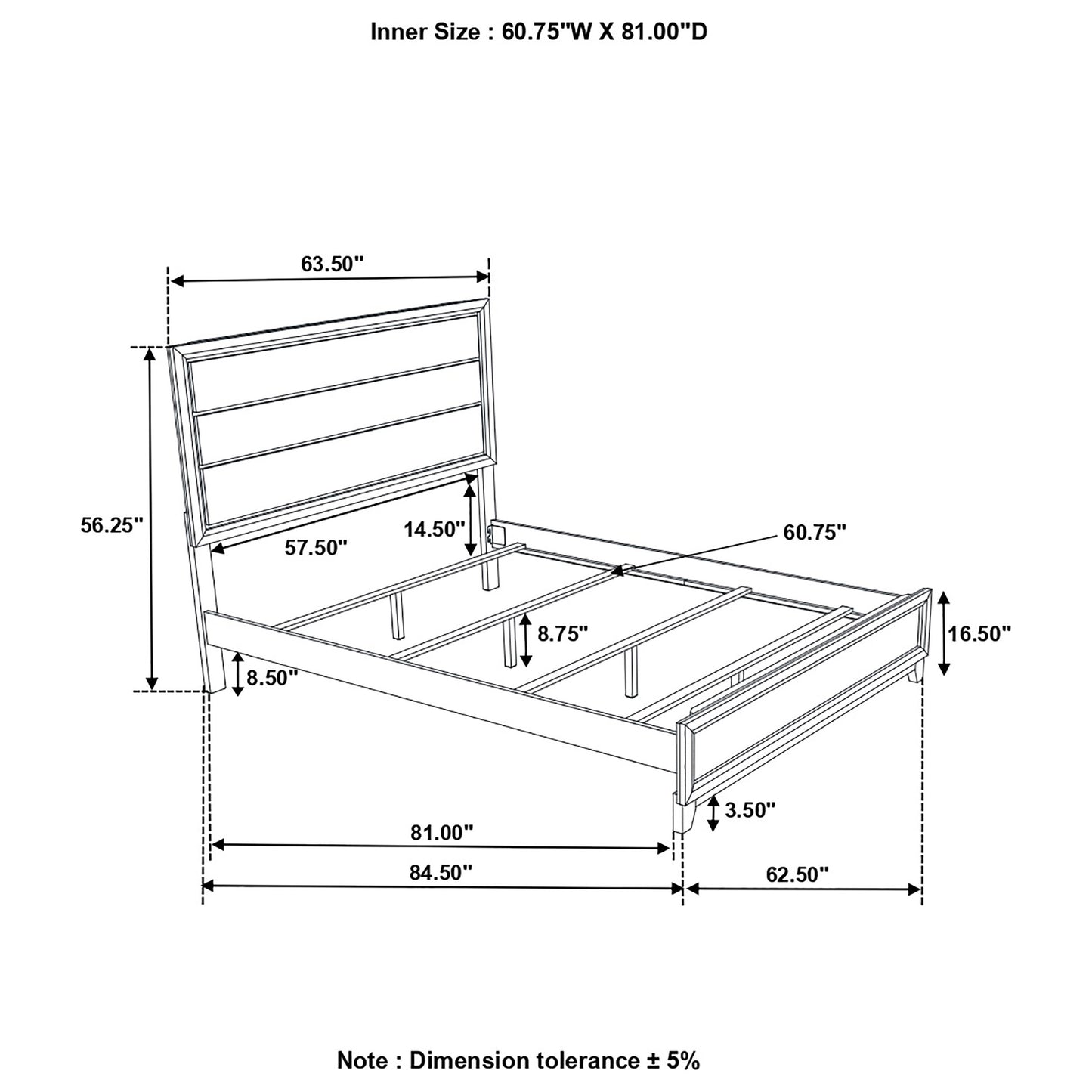 Watson Queen Bed Grey Oak and Black