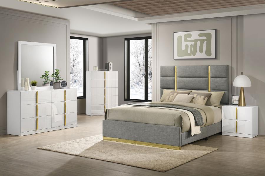 Ines 5-Drawer Bedroom Chest Of Drawers White High Gloss