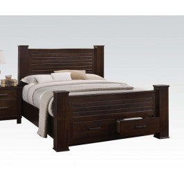 Panang Queen Bed w/ Storage in Mahogany - ATL FURNITURE