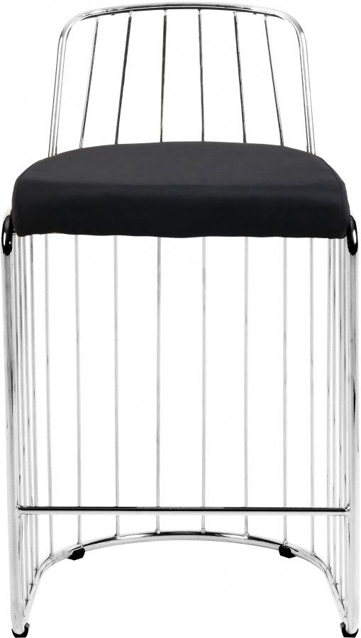 Meridian Furniture - Gio Velvet Counter Stool Set Of 2 In Black - 760Black - ATL FURNITURE