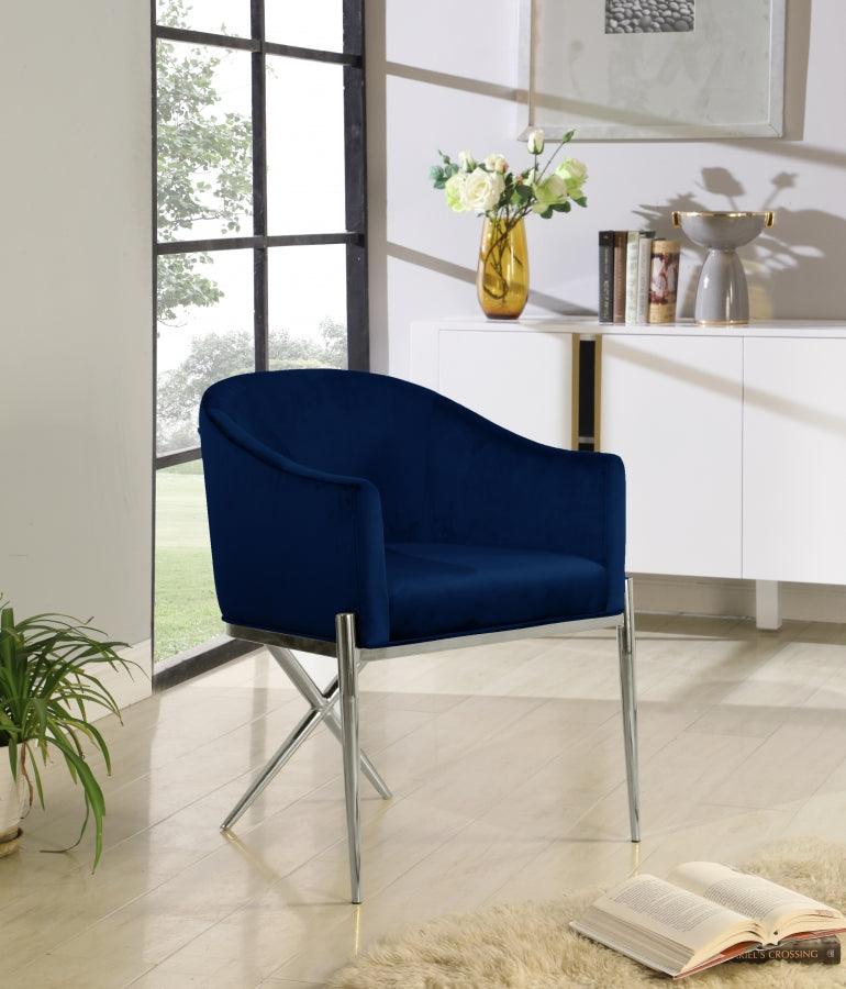 Meridian Furniture - Xavier Velvet Dining Chair Set Of 2 In Navy - 762Navy-C - ATL FURNITURE