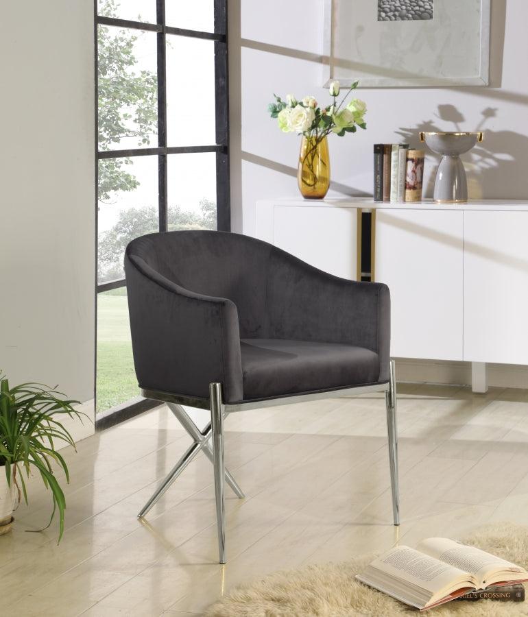 Meridian Furniture - Xavier Velvet Dining Chair Set Of 2 In Grey - 762Grey-C - ATL FURNITURE