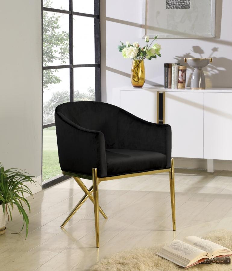 Meridian Furniture - Xavier Velvet Dining Chair Set Of 2 In Black - 763Black-C - ATL FURNITURE