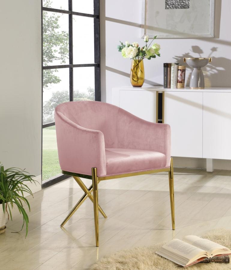 Meridian Furniture - Xavier Velvet Dining Chair Set Of 2 In Pink - 763Pink-C - ATL FURNITURE