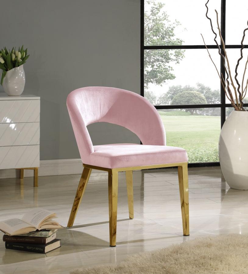 Meridian Furniture - Roberto Velvet Dining Chair Set Of 2 In Pink - 765Pink-C - ATL FURNITURE