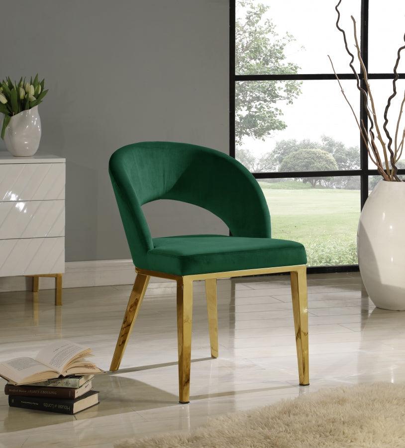 Meridian Furniture - Roberto Velvet Dining Chair Set Of 2 In Green - 765Green-C - ATL FURNITURE