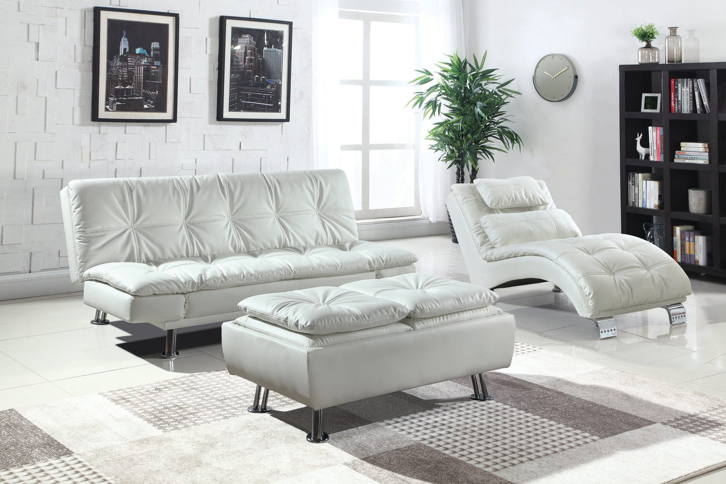 Dilleston Upholstered Tufted Convertible Sofa Bed White