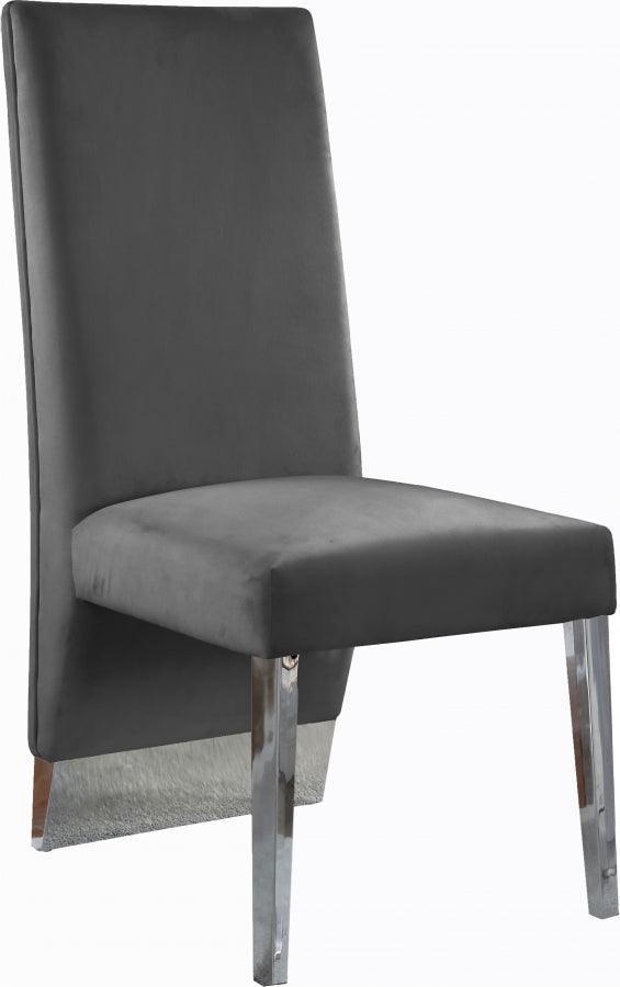 Meridian Furniture - Porsha Velvet Dining Chair Set Of 2 In Grey - 756Grey-C - ATL FURNITURE