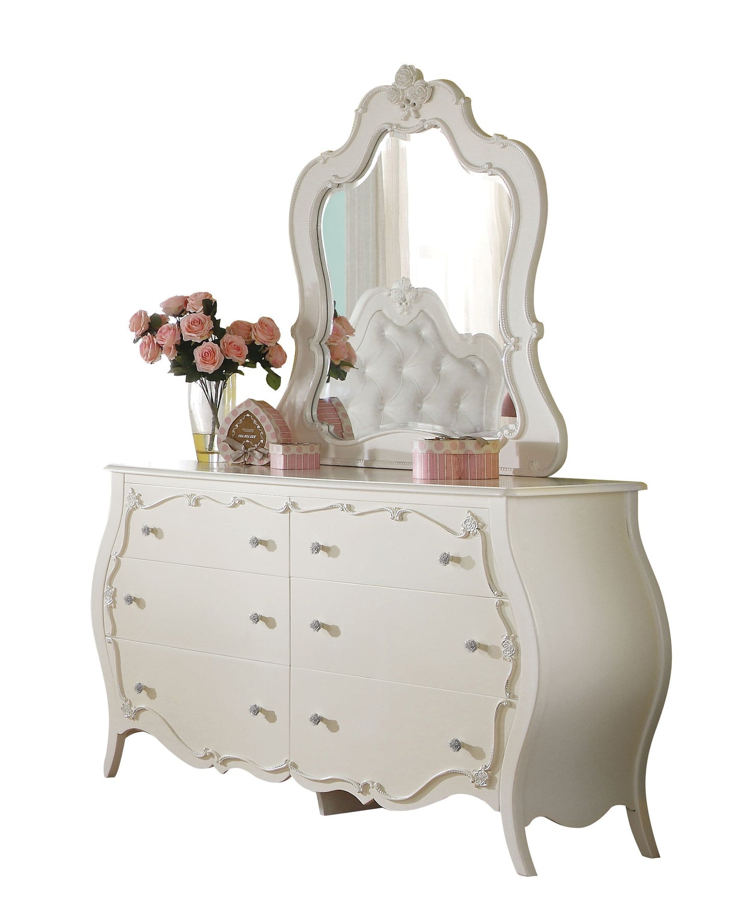 Edalene Pearl White Mirror - ATL FURNITURE