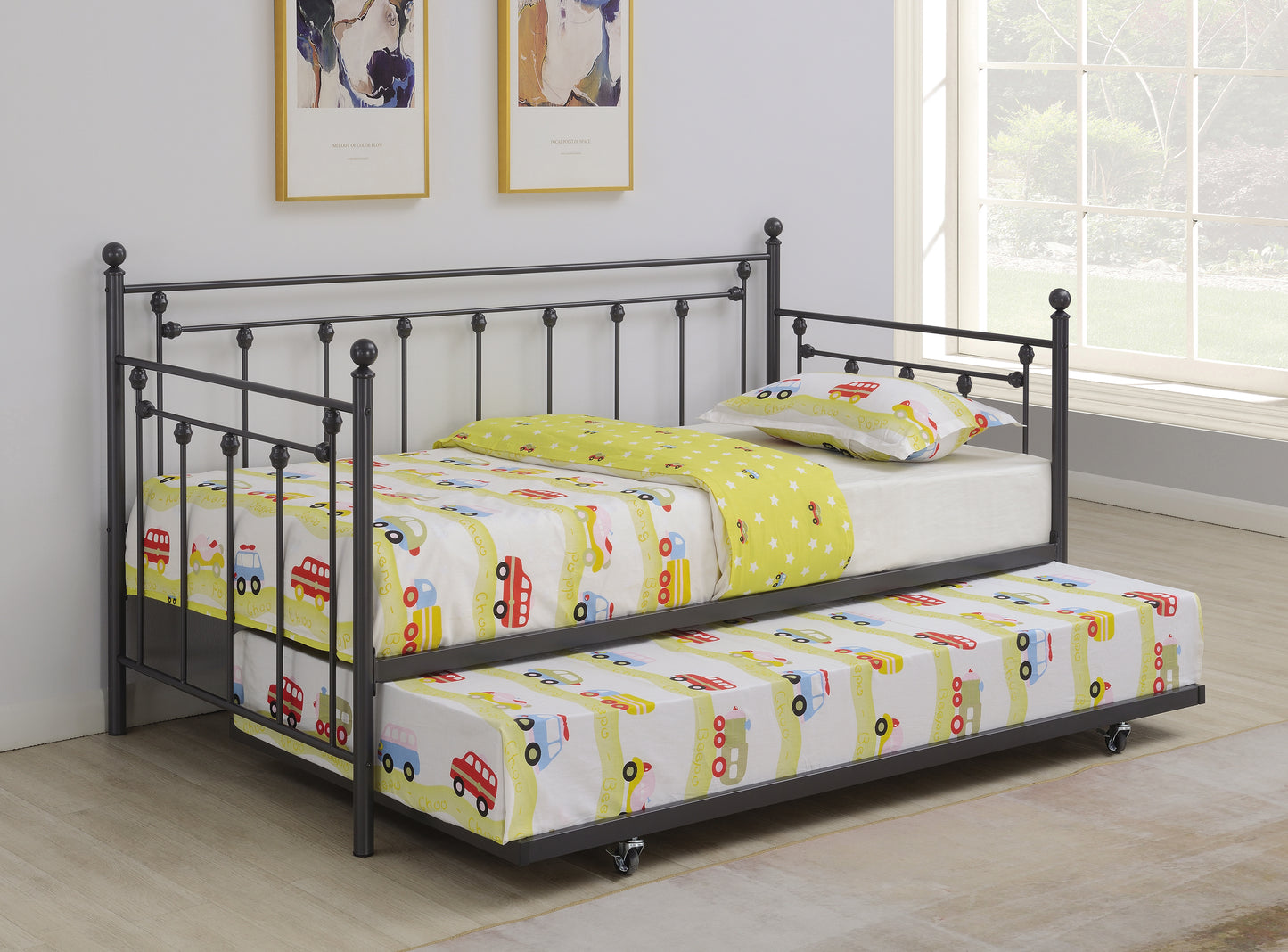 Nocus Metal Twin Daybed with Trundle Gunmetal