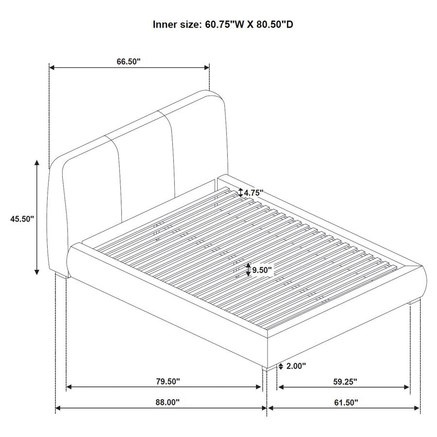 Mokena 46-Inch Upholstered Queen Platform Bed Taupe