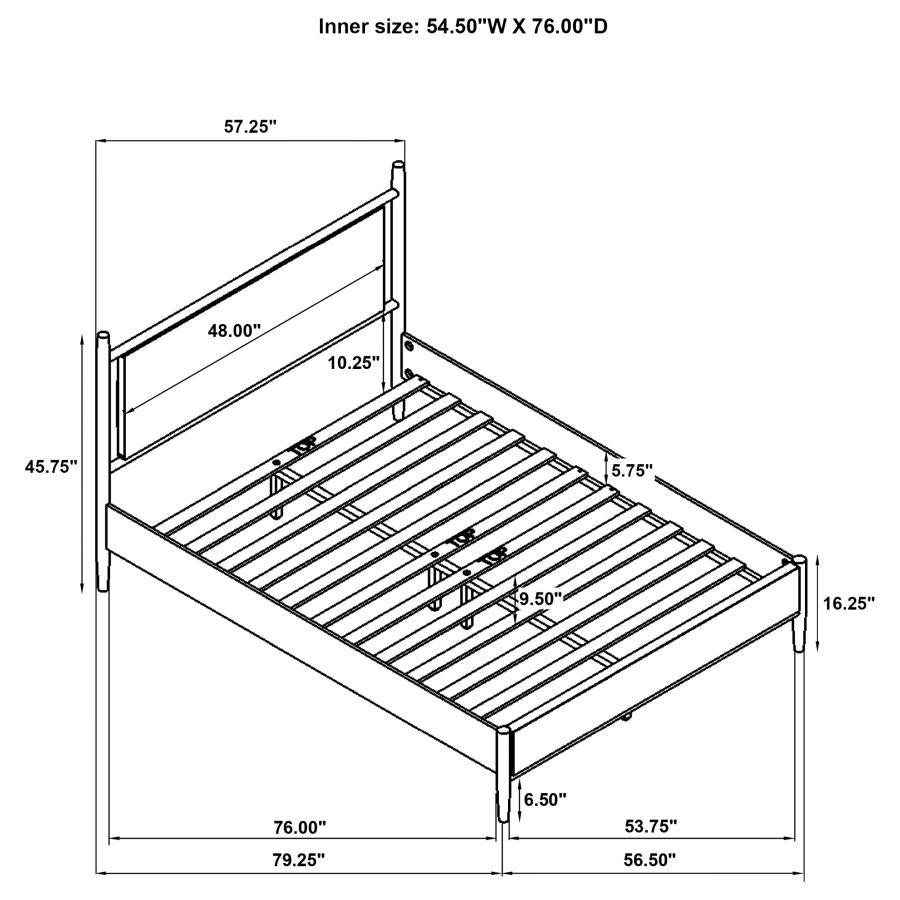 Mason 46-Inch Full Panel Platform Bed Grey And Light Brown
