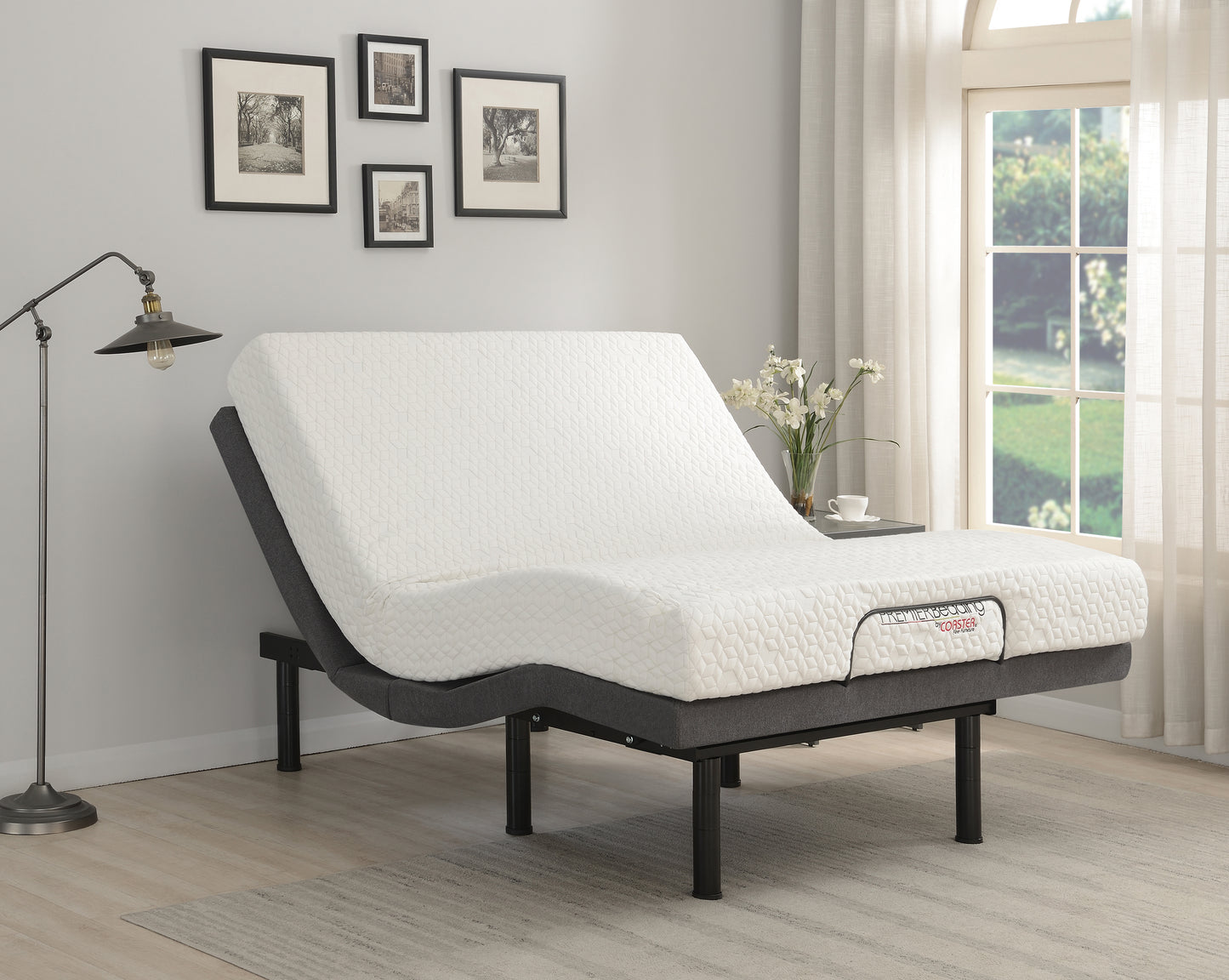 Negan Twin XL Adjustable Bed Base Grey and Black W/ Dual massage