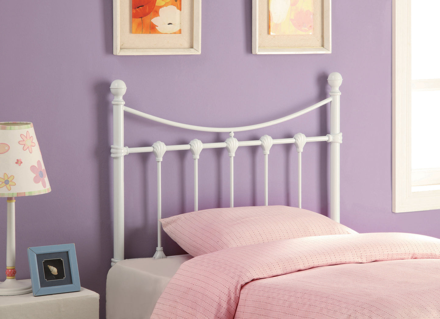 Marie Metal Twin Open Frame Headboard White