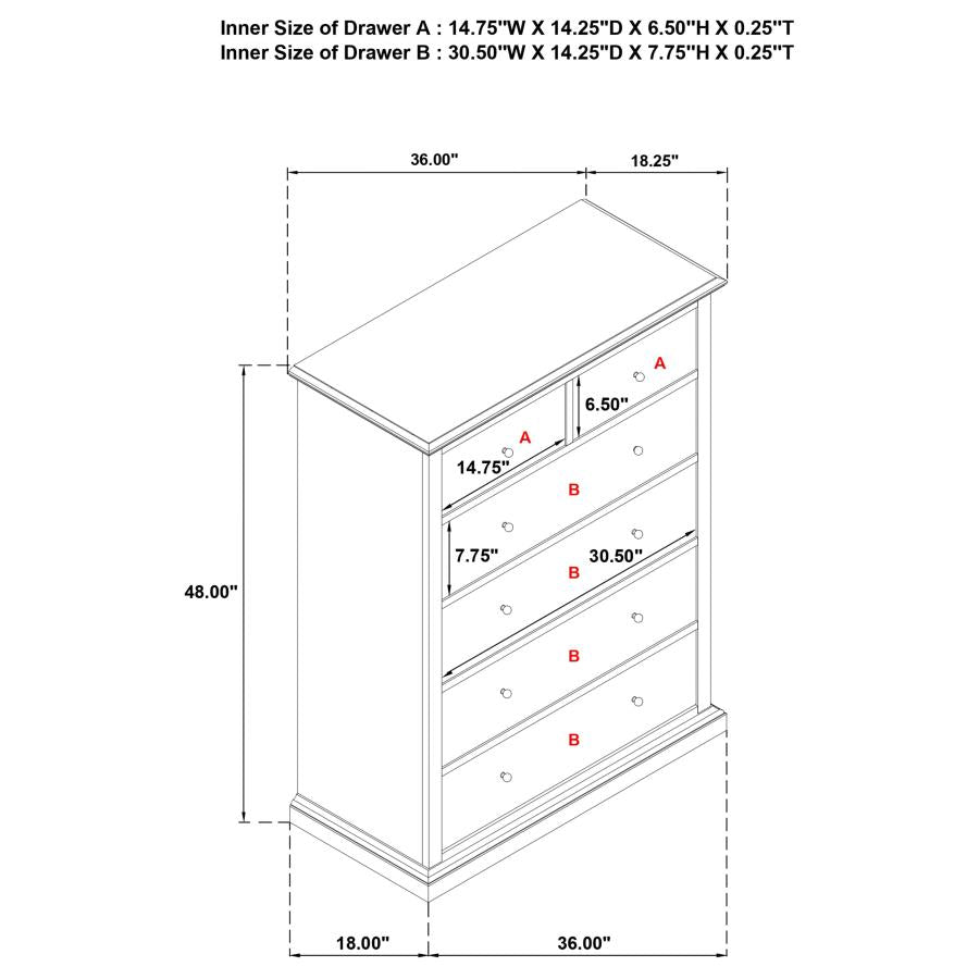 Sumerlin 6-Drawer Bedroom Chest Of Drawers Medium Brown