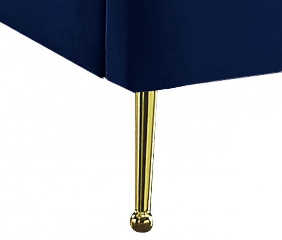 Meridian Furniture - Lily Velvet Queen Bed In Navy - Lilynavy-Q - ATL FURNITURE