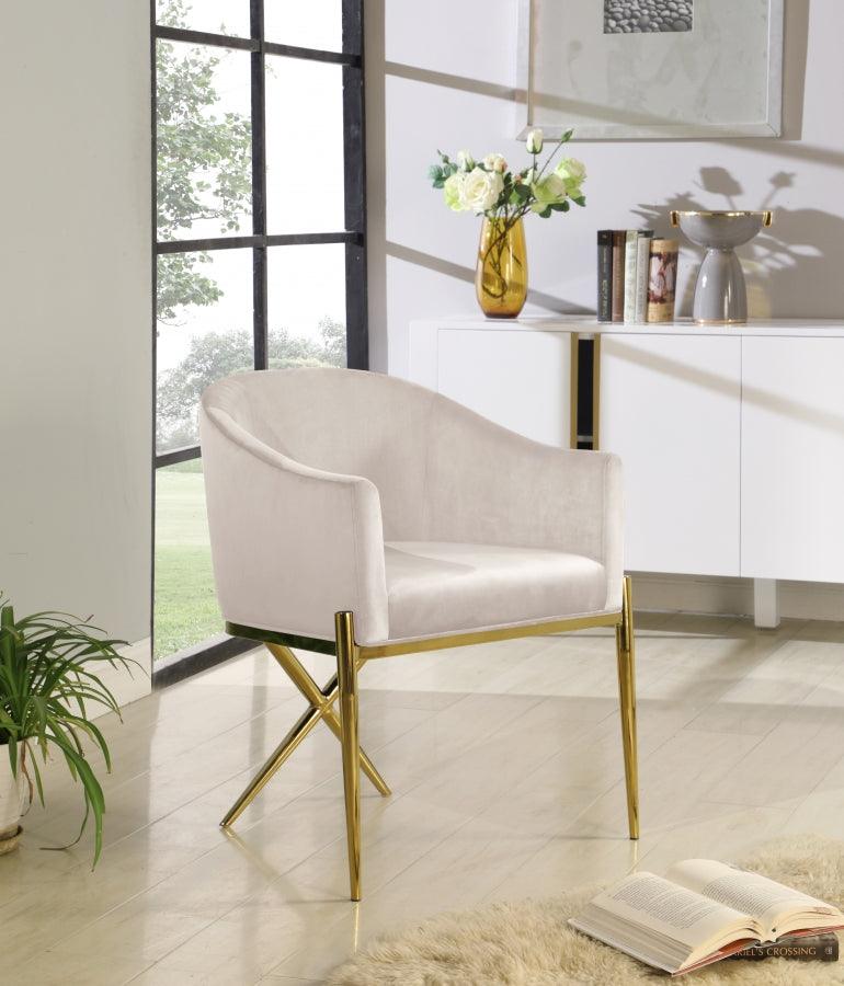 Meridian Furniture - Xavier Velvet Dining Chair Set Of 2 In Cream - 763Cream-C - ATL FURNITURE