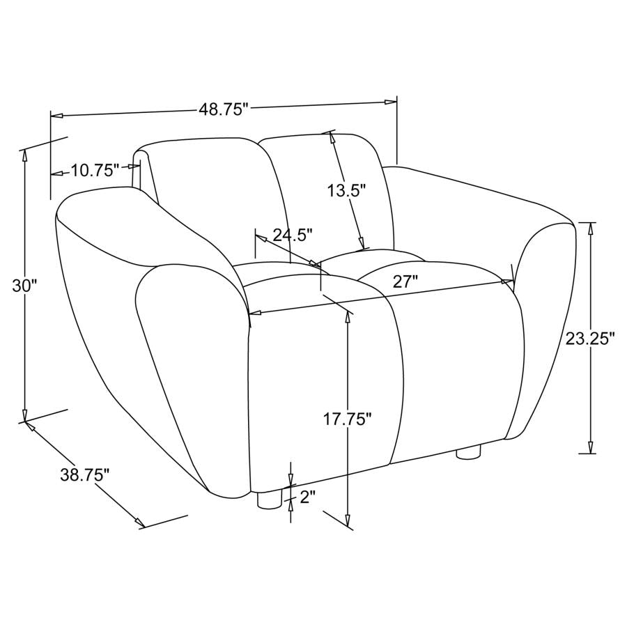 Destino 3-Piece Chenille Splayed Arm Sofa Set Greige