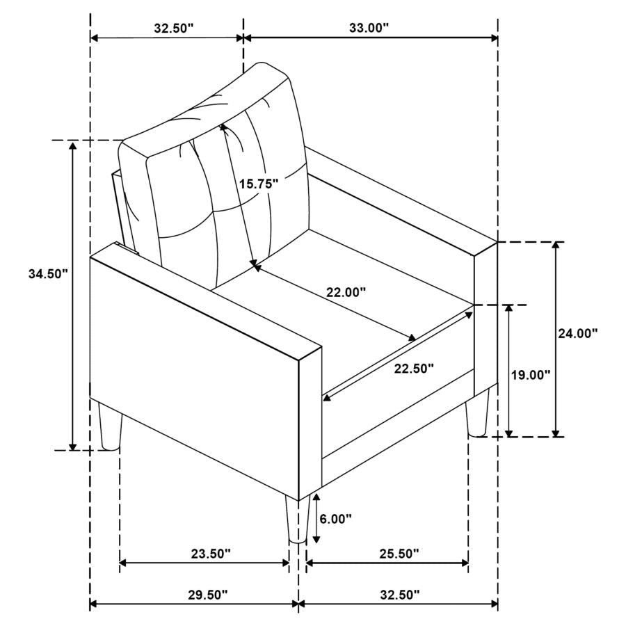 Bowen Ii 3-Piece Fabric Upholstered Track Arm Sofa Set Rust