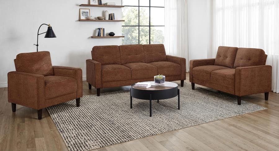 Bowen Ii Fabric Upholstered Track Arm Loveseat Rust